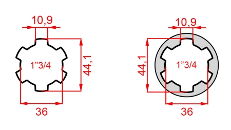 KARDANOVÝ ADAPTÉR S ČEPEM Z 1-3/4 NA 1-3/4 (165 mm)