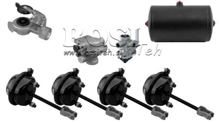 SET DI FRENI AD ARIA PER RIMORCHIO COMPLETO SISTEMA A CIRCUITO SINGOLO 4 CILINDRI