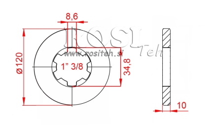 KARDANSKI NASTAVEK S PRIROBNICO IN ZATIČEM 1-3/8 (80 mm)
