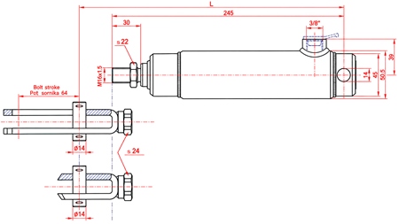 CILINDRU DE FRÂNĂ CU ARC INTERIOR ȘI FILET 25/70MM
