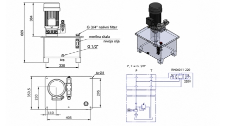 MINI HYDRAULINEN POWER-PACK 380V AC (4 kW) - 8 cc - 12 lit/min - säiliö 25 lit