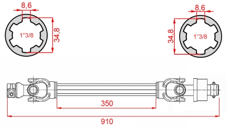 ARBRE À CARDAN ECO 910mm 30-75HP AVEC ROUE LIBRE