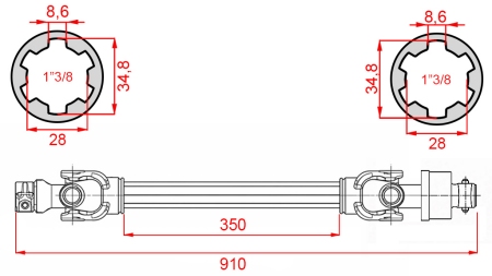 ECO KARDANO VELENAS 910mm 30-75HP SU LAISVOS EIGOS SANKABA