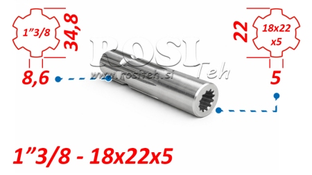 P.T.O. ADAPTER 13/8 18x22x5 - 6 TENNER