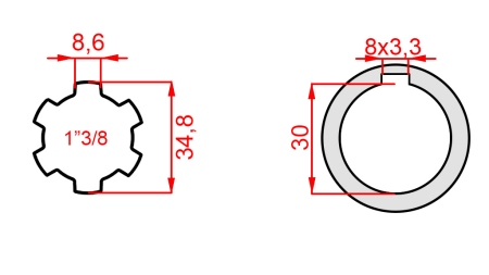 ADAPTADOR P.T.O. 1”3/8 - HOLE dia30mm