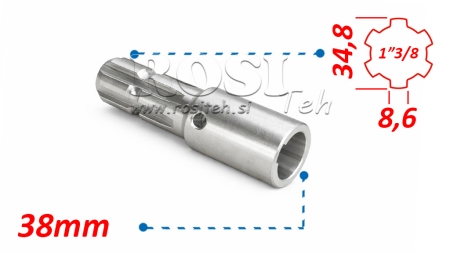 KARDANADAPTERI 1-3/8 - REIKÄ fi 38 mm (160 mm)