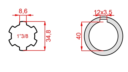 ADAPTADOR P.T.O. 1”3/8 - HOLE dia40mm