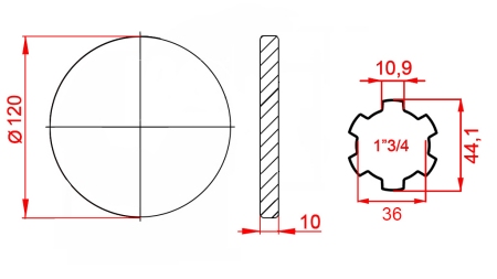 ADAPTATEUR CARDAN AVEC BRIDE 1-3/4 (120 mm)