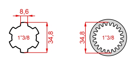 ADAPTATOR P.T.O. 13/8 -21 DINȚI