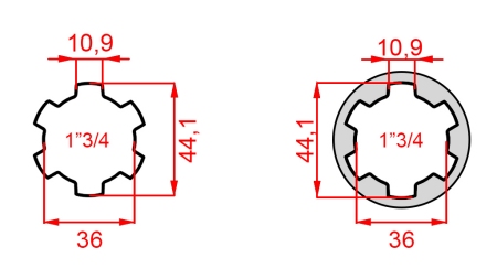 КАРДАНЕН АДАПТЕР ОТ 1-3/4 КЪМ 1-3/4 (165 mm)