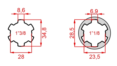 ADAPTATEUR CARDAN ADAPTATEUR DE 1-1/8 À 1-3/8 (76 mm)