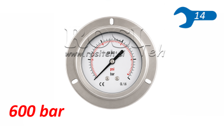 MANOMETRU DN63 SPATE 0 - 600 BAR - 1/4