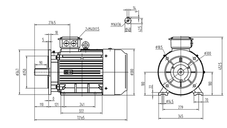 18.5KW-MOTOR ELECTRIC Y3 180M-4_1470RPM 3FAZE PICIORUȘE+FLANGE-B3B5