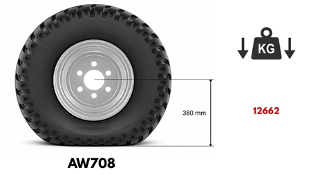400/60-15,5 ANVELOPĂ AW708 (16 PR) CU JANTĂ 13,00 x 15,5