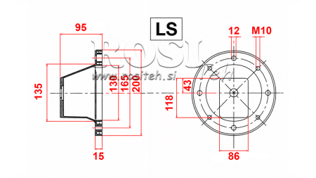 HYDRAULISK FLANGE - KLOCKA LS203 (EM0,55-1,5KW/GR2)