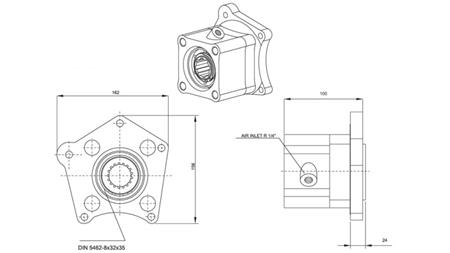 Dimensiuni IESIRE PENTRU POMPĂ HIDRAULICĂ - MERCEDES 352-1