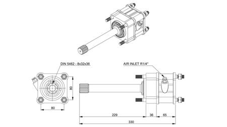 Dimensjoner UTGANG FOR HYDRAULISK PUMPE - MAN