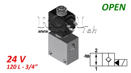 2 wegeventil 3/4 (NO) 24V - 120lit