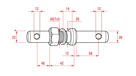 BOLT TIRANT CU FILET FI22/28MM M27X3