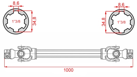 CE SERTIFIKUOTAS KARDANO VELENAS PROFI LINE KAT.2 ILGIS 1000mm