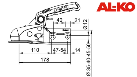 TREKKROK AL-KO AK-161 FOR BILHENGER RUNDT 1,600 KG FI50-45-35