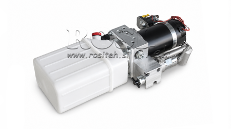 UNITATE HIDRAULICĂ MINI 24V DC - 0.8KW = 0.5CC - 1.5 LITRI - UNITATE CU ACȚIUNE SINGURĂ (PVC) CU POMPĂ MANUALĂ