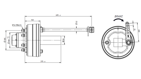 AXA SEMI-AXA CU FRÂNE 5.250 KG L.290 MM