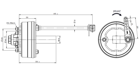 AXA SEMI CU FRÂNE 3.600 KG L.250 MM