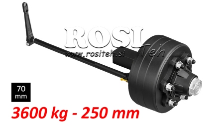 HALVAKSEL MED BREMSER - 3600 kg (6 SKRUE) - 250 mm