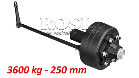 HALBACHSE MIT BREMSEN - 3600 kg (6 SCHRAUBEN) - 250 mm