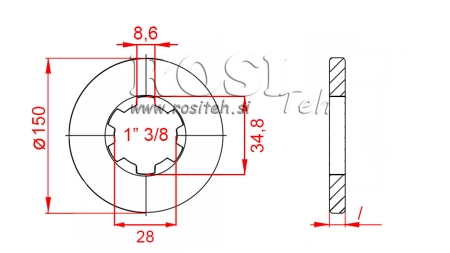 ADAPTOR CARDANIC CU FLANȘĂ ȘI ȘTIFT 1-3/4 (80 mm)