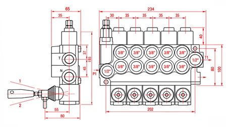 DISTRIBUITOR HIDRAULIC MANUAL – 5 SECȚIUNI 5xR40 ECO
