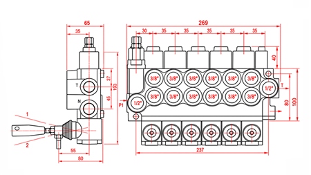 DISTRIBUITOR HIDRAULIC MANUAL – 6 SECȚIUNI 6xR40 ECO