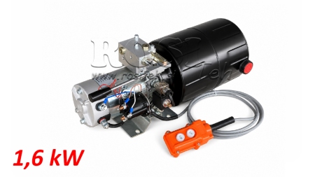 MINI HIDRAULINIS JĖGOS BLOKAS 12V DC - 1.6kW = 2.1cc - 8 litrai - vienfazis įrenginys SU MANUALINIU SIURBLIU