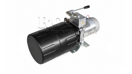 MINI HIDRAULINIS JĖGOS BLOKAS 12V DC - 1.6kW = 2.1cc - 8 litrai - vienfazis įrenginys SU MANUALINIU SIURBLIU