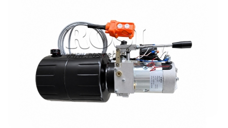 MINI HIDRAULINIS JĖGOS BLOKAS 12V DC - 1.6kW = 2.1cc - 8 litrai - vienfazis įrenginys SU MANUALINIU SIURBLIU