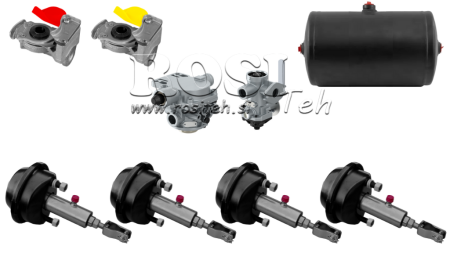 SET DE FRÂNE HIDRAULICE PE AER PENTRU REMORCĂ SISTEM COMPLET DUAL CU 4 CILINDRI