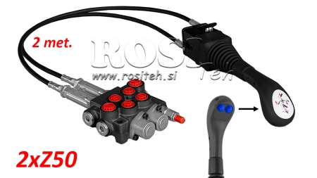 JOYSTICK 2x BUTON - CABLU BOWDEN 2 m + SUPAPĂ HIDRAULICĂ 2xZ50