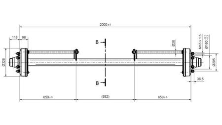 ACHSE FÜR ANHÄNGER 7200 kg MIT BREMSE (2000 mm)