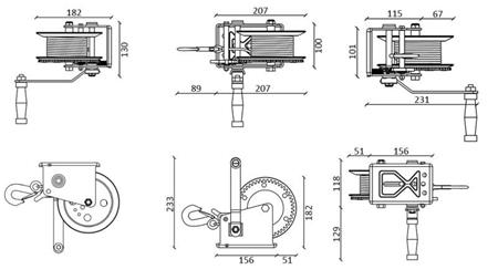WINCH MANUAL DWK 25 V - 1133 kg - CUREA SINTETICĂ