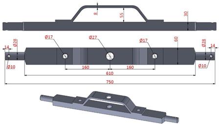 TRAKTORSKA PREČKA HIDRAVLIKE 2.KAT Z NOSILCEM (L-750mm)
