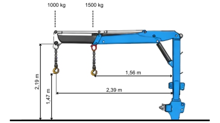 TRACTOR THREE-POINT CRANE - HYDRAULIC ARM 1200 KG