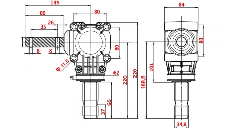 CUTIE DE VITEZE ÎN UNGHI L-150J 1:1 (12HP-9KW)