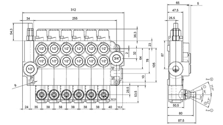 MANUAL SUPAPĂ HIDRAULICĂ MONOBLOC 6xZ80