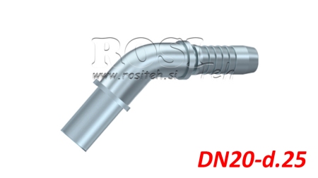 GOMMA DI TRANSIZIONE PER COLLEGAMENTO IDRAULICO CURVA 45° DN20-d.25