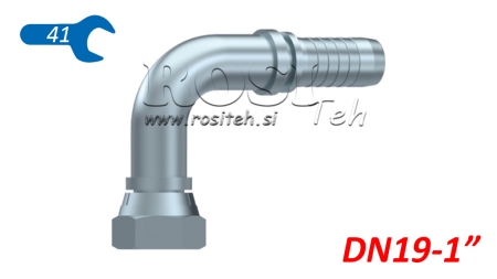 HYDRAULISK TILKOBLING BSP HUNN ELBOW 90° DN19-1