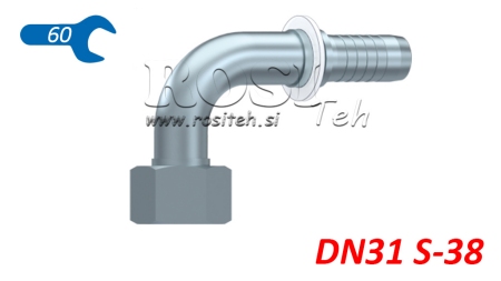 HYDRAULIC FITTING DKOS 38 WITH FEMALE ELBOW 90 DN31-M52X2