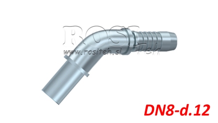 GOMITO DI TRANSIZIONE PER TUBO IDRAULICO 45° DN8-d.12