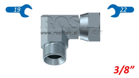 COT HIDRAULIC 90° BSP SCURT CU NUT ROTATIV-MASCUL 3/8