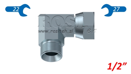 HYDRAULIC ELBOW 90° BSP SHORT SWIVEL NUT-MALE 1/2